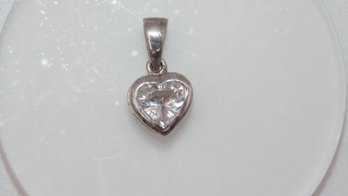 Sterling Cubic Zirconia Heart Pendant 1.3g