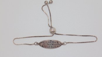 Sterling  Box Chain Childs With Plaque Bracelet 4.2g