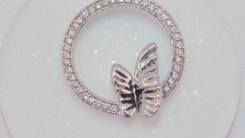 Sterling Butterfly Pendant With CZ Stones Around The Edge 4.5g