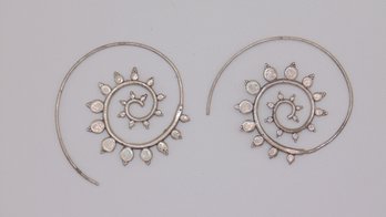 Sterling Swirl Floral Hook Earrings 8.5g