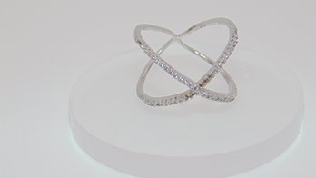 Sterling X Rhinestone Ring 1.8g Size 7