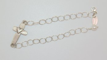 Sterling Cross With A Heart Bracelet Faith Engraved 5.8g