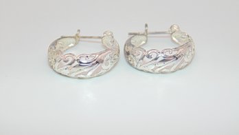 Sterling Paisley Swirl Hoop Earrings 2.3g