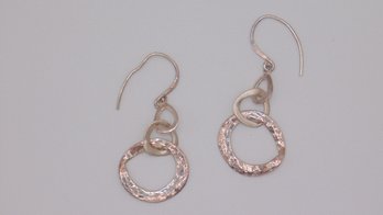 Sterling Interlocking  Circles Dangle Earrings 3.0g