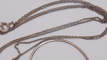 Sterling Cable Chain With 3 Rings Interlocking Necklace 7.5g