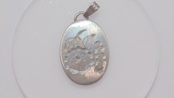 Sterling Hand Engraved Pewter Flower Pendant 2.2g