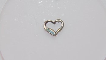 Sterling Heart With Turquoise Pendant  .3g