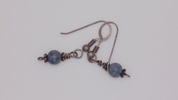 Sterling Gray/Blue Stone Dangle Earrings 1.6g