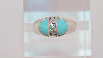 Sterling Faux Turquoise Ring 4g Size 5.5