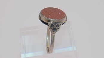 Sterling Goldstone Cocktail Ring 2.8g Size 6.75