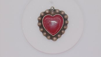 Sterling Coral Heart Shaped Pendant 7g