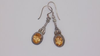 Sterling Amethyst Drop Earrings 3.8g