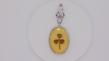 Sterling 3 Leaf Clover Resin Pendant 3.4g