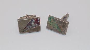 Sterling Green Stone Cuff Links 14.5g