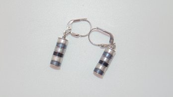 Sterling Blue And Silver Beads Jacket Earrings 4.3g