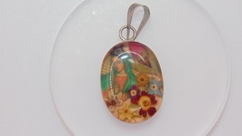 Sterling Mother Mary Resin Pendant 3.4g