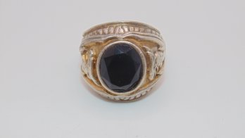 Sterling Black Crystal Eagle Ring 15.5g Size 6.5