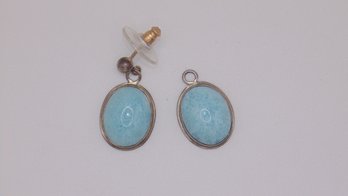 Sterling Light Blue Stone Stud Drop Earrings 6.1g