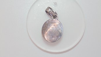 Sterling Clear Opal And Purple Stones Oval Pendant 6.2g