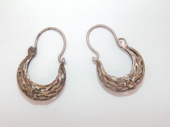 Sterling Basket Hoop Earrings 2.7g