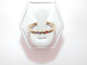 Sterling Gold Plated Purple, Yellow, And Red Stone Ring 2.3g Size 9