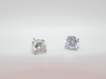 Sterling Clear Stone Stud Earrings 1.4g