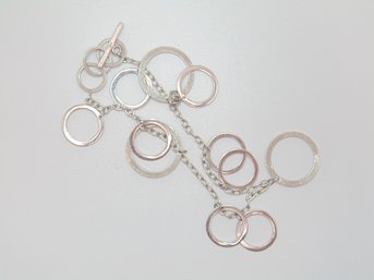 Sterling 14 Circles On A Cable Chain Bracelet 10.1g