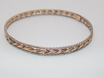 Sterling Gold Plated Rope Bangle Bracelet 11.4g