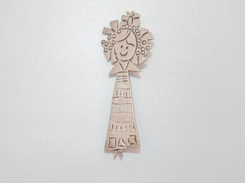 Sterling Woman In Mexican Clothing Brooch 14.1g