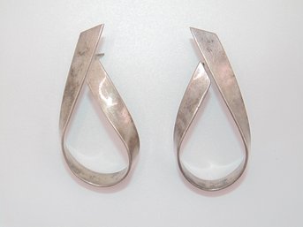 Sterling Ribbon Stud Earrings 11.9g