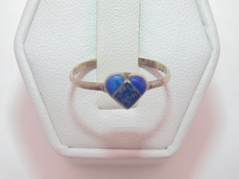 Sterling Blue Heart Stone Ring Size 5.5 .8g