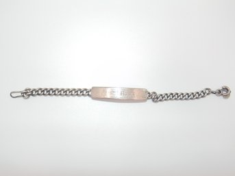 Sterling Curb Chain W/ Bar Bracelet 15.1g