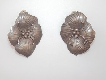 Sterling Flower Clip On Earrings 12.6g