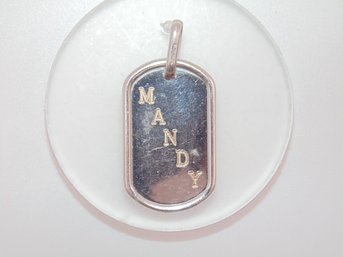 Sterling Mandy Dog Tag Pendant 5.4g