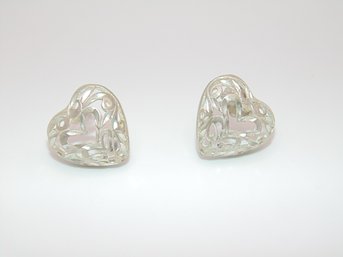 Sterling Paisley Heart Stud Earrings 2.2g