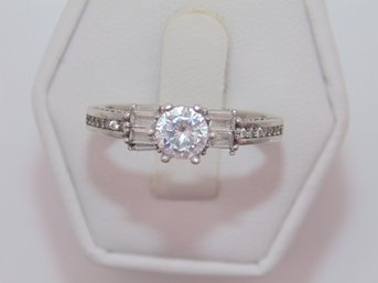 Sterling CZ Stone With Clear Stones Ring Size 8.75 3.7g