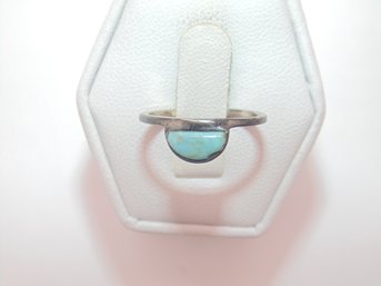 Sterling Half Circle Turquoise Ring Size 5 1.1g