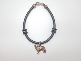 Sterling And Rubber Bracelet With Dog Charm 11.3g