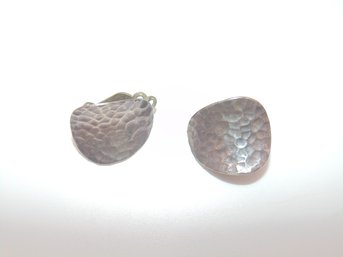 Sterling Hammered Clip On Earrings 7.5g