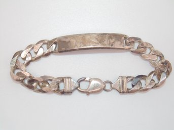 Sterling Curb Chain W.S.F. Bar Bracelet 40.6g