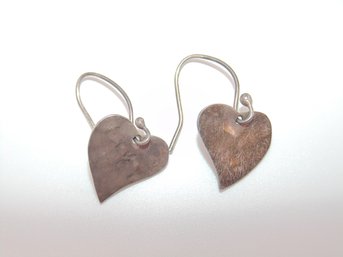 Sterling Hammered Heart Earrings 4.6g