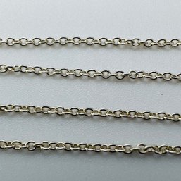 Sterling Silver Trace Chain Necklace With Wishbone Pendant, 1.13 G.