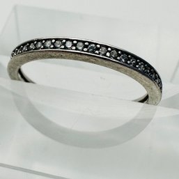 IBBC  Sterling Silver Band With Clear Stones Size 7. 1.38 G.