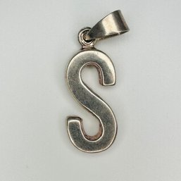 Sterling Silver Letter S Pendant, 2.48 G.