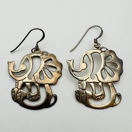 Sterling Silver Elephant Earrings, 4.13 G.