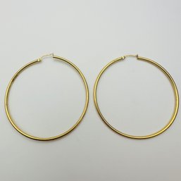 Gold Colored, Sterling Silver Large Hoop, Earring, 5.06 G.