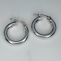 CH Sterling Silver Small Chunky Hoops, 2.08 G.