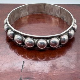 Chunky Mexico Silver Bangle Bracelet - 38.07 Grams