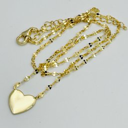 CN Sterling, Silver Gold Colored Chain Necklace, Heart Pendant 2.06 G