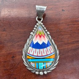 Zuni Style Multi Stone Pendant - Great Detail Work On This Piece - 13.52 Grams